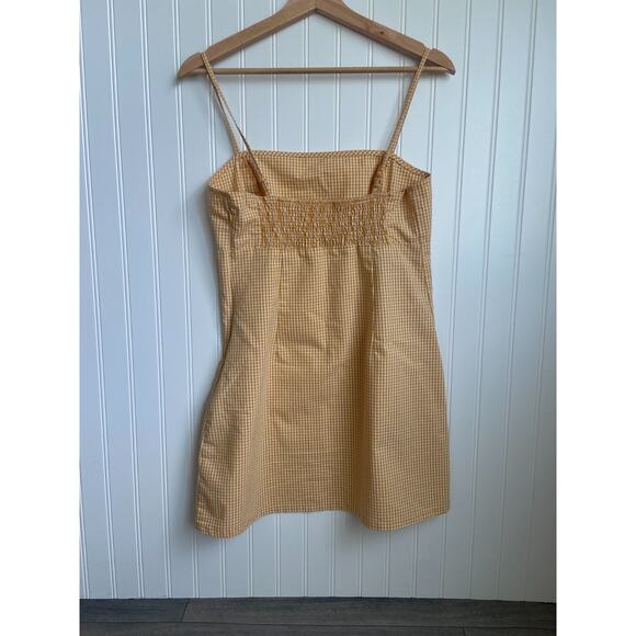 Garage Yellow Gingham Mini Dress Women's Medium Checkered Skater Picnic - Picture 4 of 6